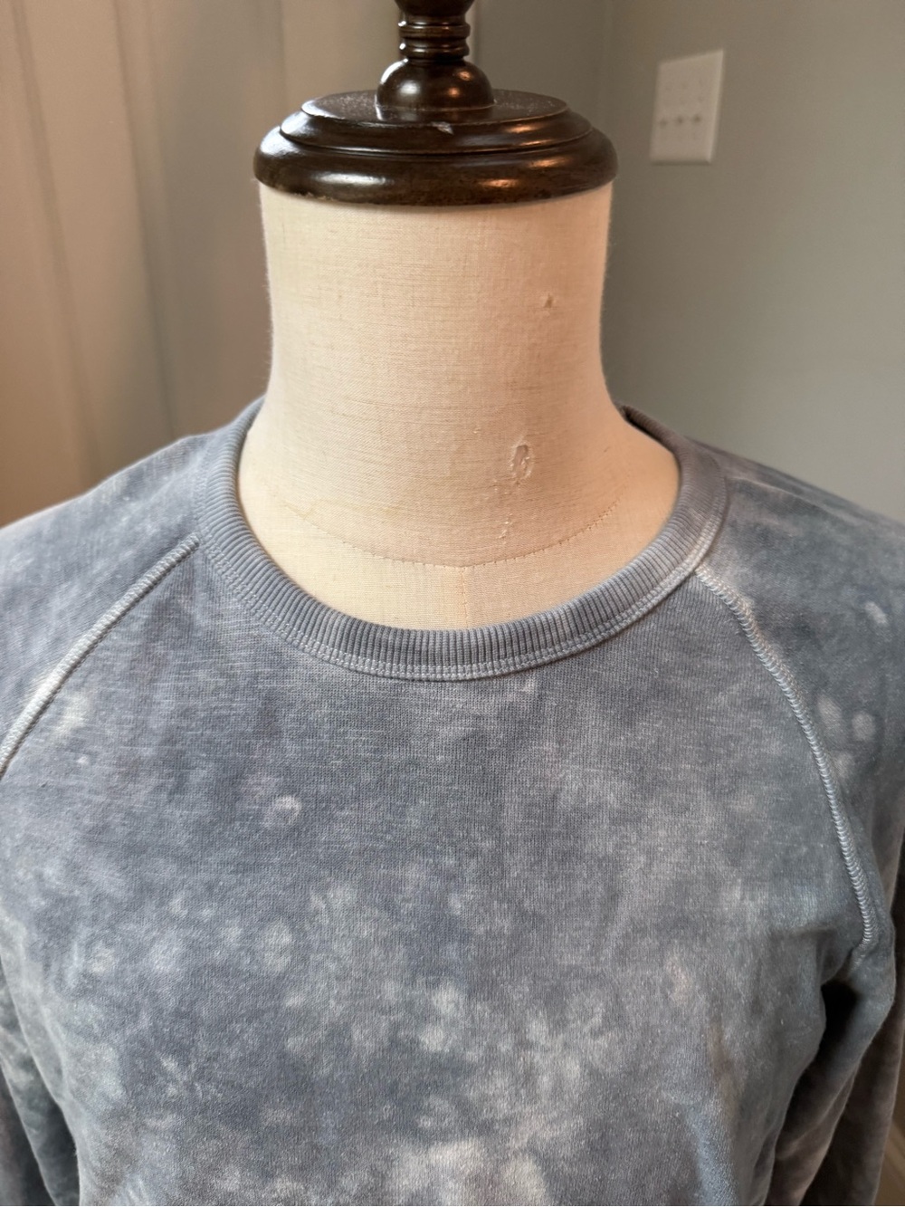 Outerknown Tie-Dye Crewneck Sweatshirt in Washed Blue Gray